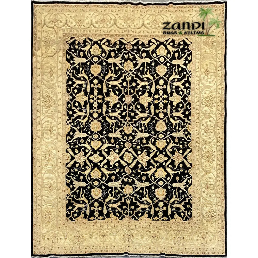 Hand knotted Afghani Oushak design rug size 11'7''x9'0'' RR10188